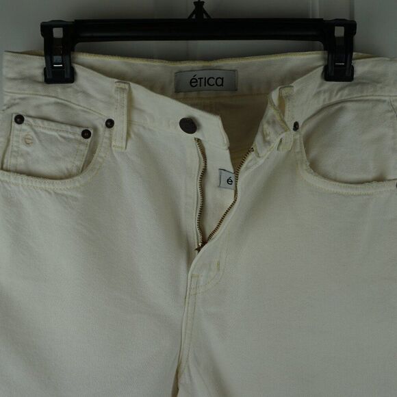 New Etica Skylar Cutoff High Rise Relaxed Denim Shorts in Vintage White size 26 - Picture 13 of 14